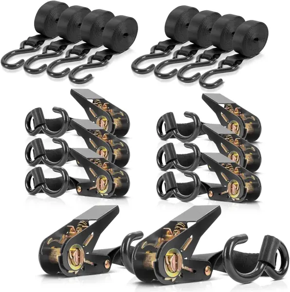 Ratschengurt mit Haken 8er Set – 5 m x 25 mm, LC 800 daN